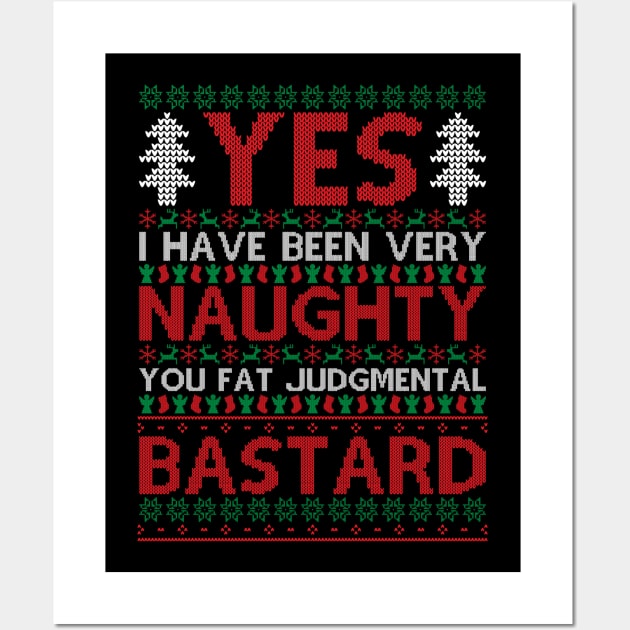 Yes I Have Been Naughty Rude Christmas Knit Pattern Wall Art by Rebus28